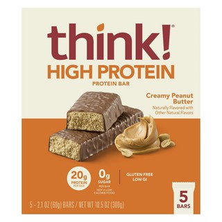 think think! 高蛋白棒 香滑花生醬口味 5入, 300g, 1個