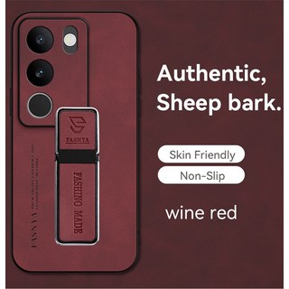 Vivo V27 Pro V27E V29 Lite 용 고급 모조 가죽 전화 케이스 Vivo V29 Pro 용 브래킷 소프트 뒷면 커버로, 03 For vivo V27, 03 빨간, 1개