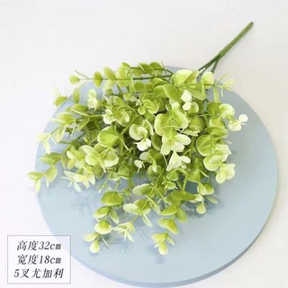 仿真綠植盆栽：龜背草、尤加利、金錢草多款可選，適用於家居、酒店綠化裝飾，打造清新自然的居家氛圍, 綠尤加利1束 【3束起發貨】, 1個