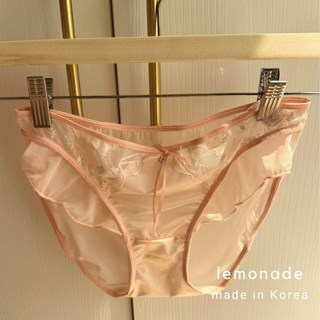 lemonade 韓國製 自然涼感蕾絲x桑蠶絲拼接內褲 7A抗菌棉底檔 親膚耐洗 蕾絲內褲 母親節禮物, 粉紅