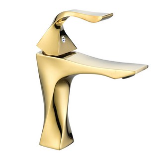 冷熱水龍頭 - 衛生間防飛濺創意浴室洗臉盆水龍頭, 1個, 金色麻花矮,單龍頭