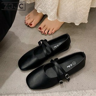 Z3JC 春秋新款瑪麗珍單鞋女配裙子平底低跟豆豆女鞋