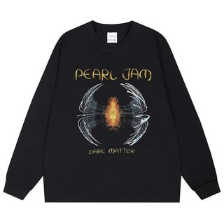 남성 면 티셔츠 오버핏 밴드 프린팅 티셔츠 펄 잼