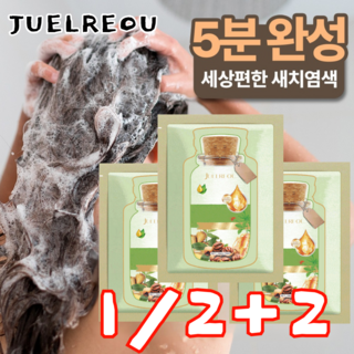 1/2+2 [5분 완성] 식물 추출 버블 염색제 새치염색 무스형 머리염색약 새치커버 염색약 버블염색약, 밤색[10봉지]&4종세트, 200ml, 1개