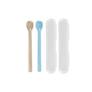 에디슨 실리콘 이유식 스푼 케이스 1단계 2종 세트, COLOR MIX (베이지+블루), 30세트