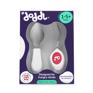 doddl秒拾餐具兒童學習餐具3件組/2件組，附贈水滴收納盒，嬰幼兒餐具首選，學習筷訓練寶寶自主進食, 三色, 叉子、湯匙, 1個