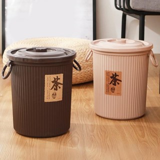 約翰家庭百貨 加厚帶蓋帶濾層圓形茶水桶 多規格 PP材質不發霉不生鏽 茶葉過濾桶茶桶茶渣桶排水桶垃圾桶, 卡其,7.5L