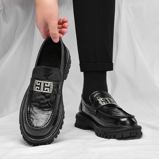 臺灣出貨 一腳蹬男鞋 2025新款商務休閒皮鞋 厚底增高百搭正裝男士皮鞋