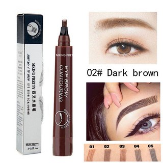 紋身眉筆 精確微刀片效果 防水抗污, 2 # 深棕色, 1個