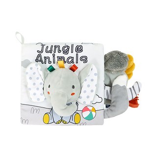 JoyBaby寶寶布書 立體尾巴動物觸覺認知學習書 北歐風撕不破故事書 學習書 啟蒙認知, 大象-北歐風布書, 1個