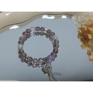 便宜出清 紫兔毛白玉髓水晶手串 附贈水晶碎石 現貨, 1個