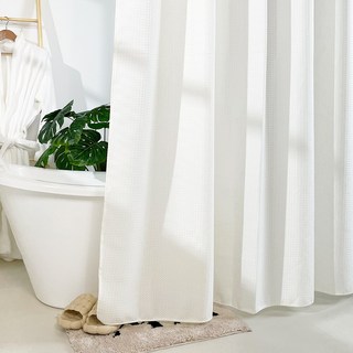 패블린 방수 발수처리 패브릭 고급 샤워커튼 커튼봉 호텔식, 크림아이보리