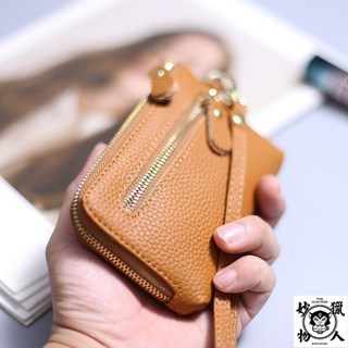 手拎帶收納包新款零錢包二閤一簡約硬幣鑰匙多功能收納掛飾