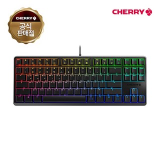 CHERRY 유선 기계식 텐키리스 키보드, 블랙, G80-3000S RGB TKL, 저소음 적축