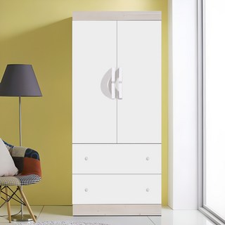 국내제작 직접배송 이느낌 넓이 810mm 키높이 1880mm 투서랍 장롱 옷장 싱글장, 워시화이트