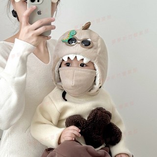 嘉義出貨 【1-8歲】兒童帽子冬季保暖加厚護耳飛行員帽男女寶寶防寒口罩雷鋒毛絨帽潮