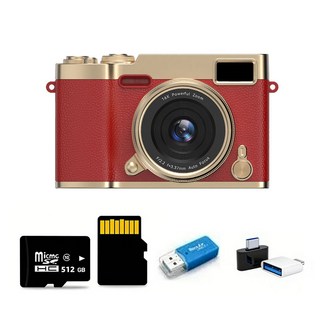 數位相機 4K錄影 LED補光燈 OTG傳輸 512GB, 頂配16X變焦+極清彩屏+全配套 紅色
