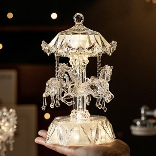 크리스마스 회전목마 크리스탈 오르골 LED조명 인테리어