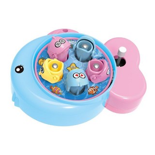 迷你釣魚機玩具機 趣味扭蛋玩具 電動磁性釣魚盤 兒童玩具 釣魚玩具 兒童玩具 磁性釣魚玩具 互動玩具 釣魚 兒童上鏈遊, 1個, 迷你釣魚機【藍色】, 藍色