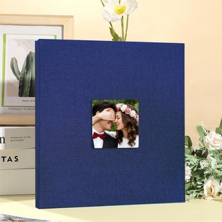 Flyaiku 대용량 포토북 접착식 앨범 아기 포토 초음파 사진 성장 앨범 30매, 푸른 색