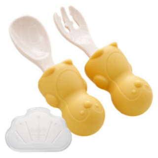 에디슨 유아용 실리콘 스푼 + 포크 + 케이스 세트 꼬마 펭귄, 40세트, SET (스푼+포크+케이스), YELLOW (옐로우)