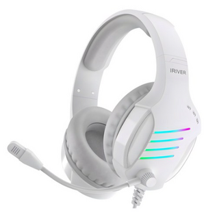 아이리버 노이즈 캔슬링 마이크 레이보우 LED USB 게이밍 헤드셋, (EQwear-G7H), 화이트