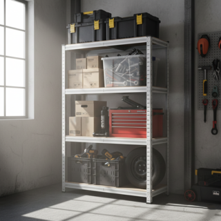 부원진열장 에코랙 무볼트 조립식 철제 앵글 선반, 6단, 화이트