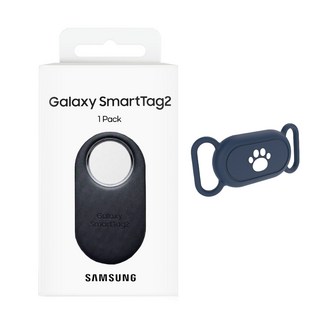 삼성 정품 스마트태그2 갤럭시 위치 추적기 트래커 분실방지 배회감지기 차량 미아방지 강아지 EI-T5600 + 스토리링크 실리콘 케이스, 1개, 태그2 (블랙) + 스토리링크 펫 케이스 (네이비)
