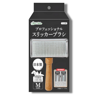 일본제작 특허받은 슬리커 미용브러쉬 강아지고양이 장모 단모 엉킨털 프로페셔널 페티오, M, 1개