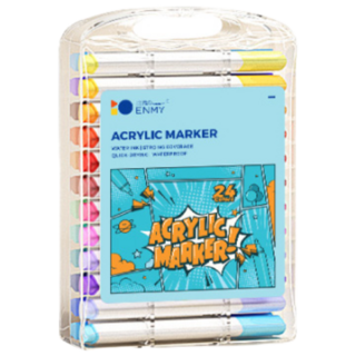 ENMY 丙烯馬克筆套裝80色，水性無毒快乾，高覆蓋多材質適用，兒童安心繪畫創作, 24個, 1套