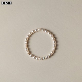 DFMEI 回饋品質天然珍珠手鍊女彈力手鍊簡約百搭14K包金手鍊復古風手串