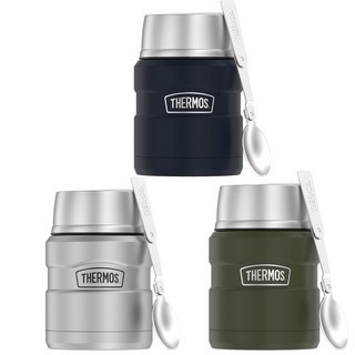 써모스 스텐 보냉 보온 도시락 이유식 죽통 국통 스푼포함 470ml, 매트 아미 그린, 1개