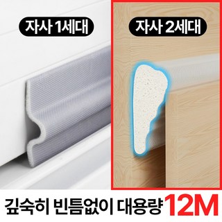 허그윈터 창문 틈새막이 문풍지 12m, 화이트, 1개