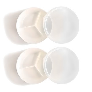 Sang Sang and 3格圓形陶瓷保鮮盒, 單色, 2入