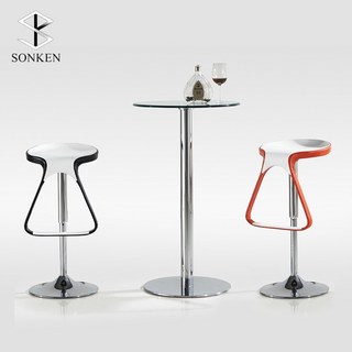 現代休閒吧椅創意陞降旋轉高腳椅abs塑料高腳凳傢用吧臺凳吧椅 椅子 吧臺椅 吧臺凳, 黑座白邊, 1個
