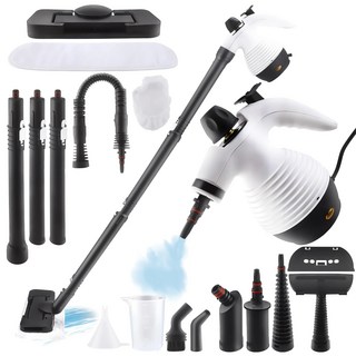 RichMagic독일 다기능 고온 스팀 청소기 고온 살균 다기능 세척 대걸레가 달린 스팀청소기, 흰색