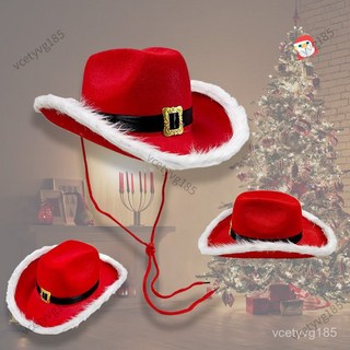 聖誕上新 聖誕帽 聖誕帽子 聖誕節紅色牛仔帽 節日派對紅色金扣裝飾聖誕帽 聖誕節帽 聖誕頭飾 聖誕節服裝, 大紅,M（56-58cm）, 1個