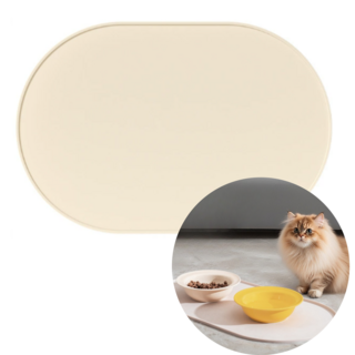 수더분 반려동물 실리콘 식기 매트, 1개, 크림화이트