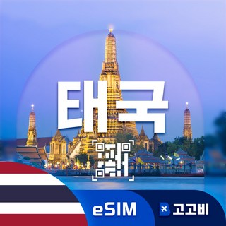 [eSIM] 태국 이심 데이터 무제한 QR코드 발송, 1개, 매일2GB, 1일