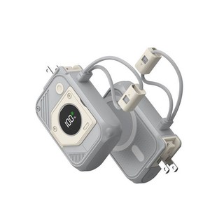 NanoPick 20000mAh 磁吸行動電源 無線磁吸 AC插頭 PD雙向快充, AC插座-可拆雙線20000mah-灰白