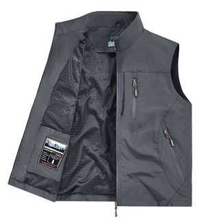 2025馬甲男春秋多口袋寬松背心夏天外穿薄馬夾戶外休閑坎肩工裝外套-