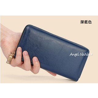 【AngelNaNa】真皮 復古油蠟皮男女中性拉鍊皮夾手拿包 母錢包 6吋手機包 (SMA0404)