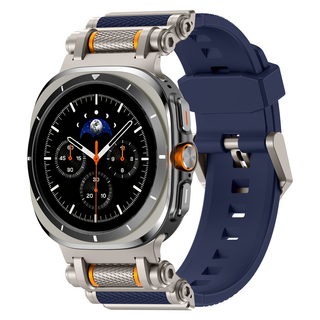 FALANDO 갤럭시워치8 울트라 2025 티타늄 메탈 스트랩 실리콘 시계줄 스포츠 밴드 호환 47mm, 티타늄 블루