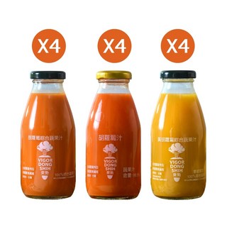 VDS活力東勢 3色綜合蔬果汁, 1個, 胡蘿蔔/胡蘿蔔綜合/黃胡蘿蔔各4
