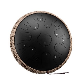 華蜀 空靈鼓 樂器 15音14吋 鋼舌鼓 忘憂鼓 天鼓 空鈴鼓 蓮花鼓 療癒樂器, 1個, 黑 13吋