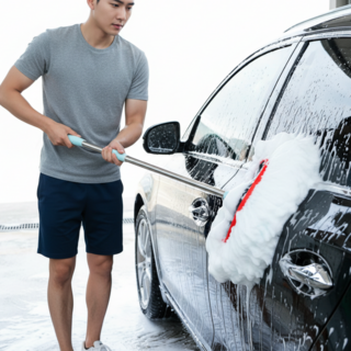 생활반점 SUV 차량용 미세기스방지 실크 세차용 밀대, 1개, 녹색