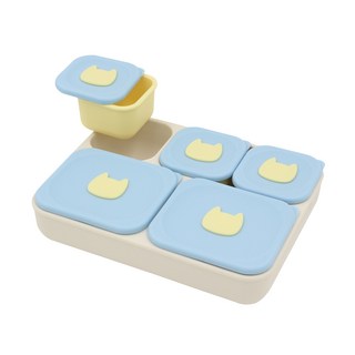 도리도리 키튼베베 국산 프리미엄 실리콘 흡착 식판 디바이더형, 1개, 블루키티