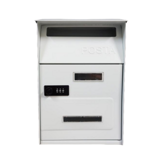 磨砂信箱(贈5mm貼片) 郵件箱 信報箱 家用信箱 密碼信箱 簡易信箱, 1個, 白色-密碼鎖款