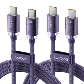 Toocki 100W C to C PD 초고속 충전 케이블, 2개, 2m, 퍼플