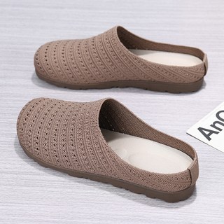手工編織鏤空透氣包頭半拖鞋 夏季羅馬風通勤穆勒鞋, M9咖色，36